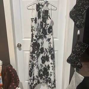 White House Black Market Halter Pleated Midi Dress